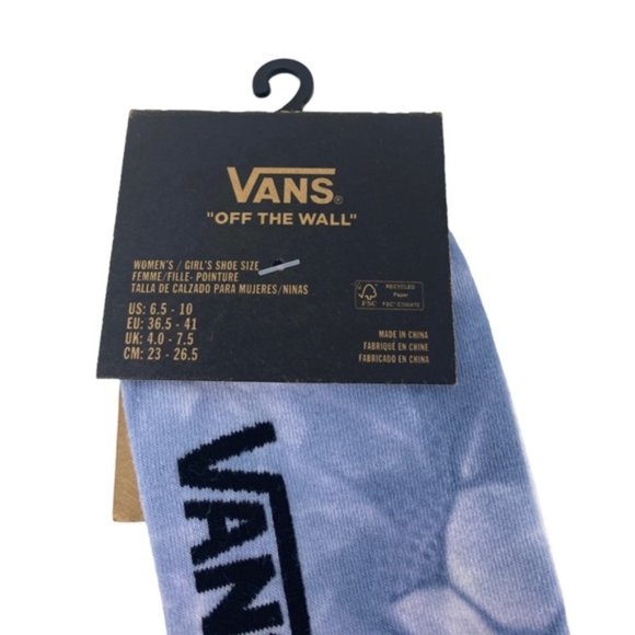 VANS Peek-A-Check Crew Sock 1 Pair Women's Size White Blue Logo VN0006Z1BD2 - Picture 3 of 5